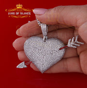 White Special Heart arrow Shape Sterling Silver Pendant 13.58ct Cubic Zirconia KING OF BLINGS