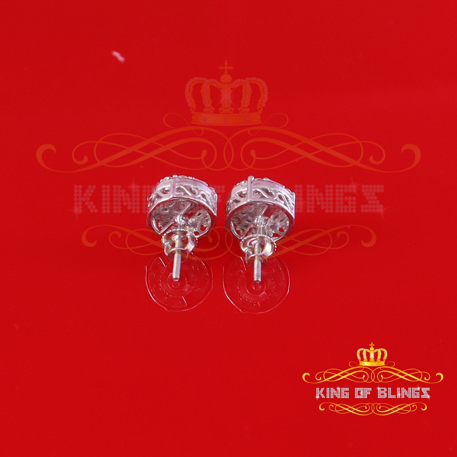 King of Bling's Mens/Womens 925 Silver White 1.50ct VVS 'D' Moissanite Stud Round Earrings KING OF BLINGS