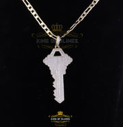 King Of Bling's KEY 0.33ct Diamond Sterling Silver Yellow Charm Fashion Necklace Pendant KING OF BLINGS