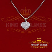 King Of Bling's Real 0.25ct Diamond 925 Sterling Silver HEART Charm Necklace Pendant in White KING OF BLINGS