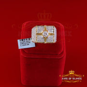 King of Bling's 925 Yellow Sterling Silver 7.00ct VVS 'D' Moissanite Square Men's Rings Size 10 King of Blings