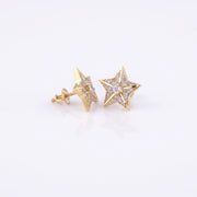 King Of Bling's 925 Sterling Silver Yellow 0.25ct Diamond For Women's / Men's Stud Star Earrings KING OF BLINGS
