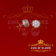 King of Bling's 2.02ct Cubic Zirconia 925 Yellow Silver Women's & Men's Hip Hop Flower Earrings KING OF BLINGS