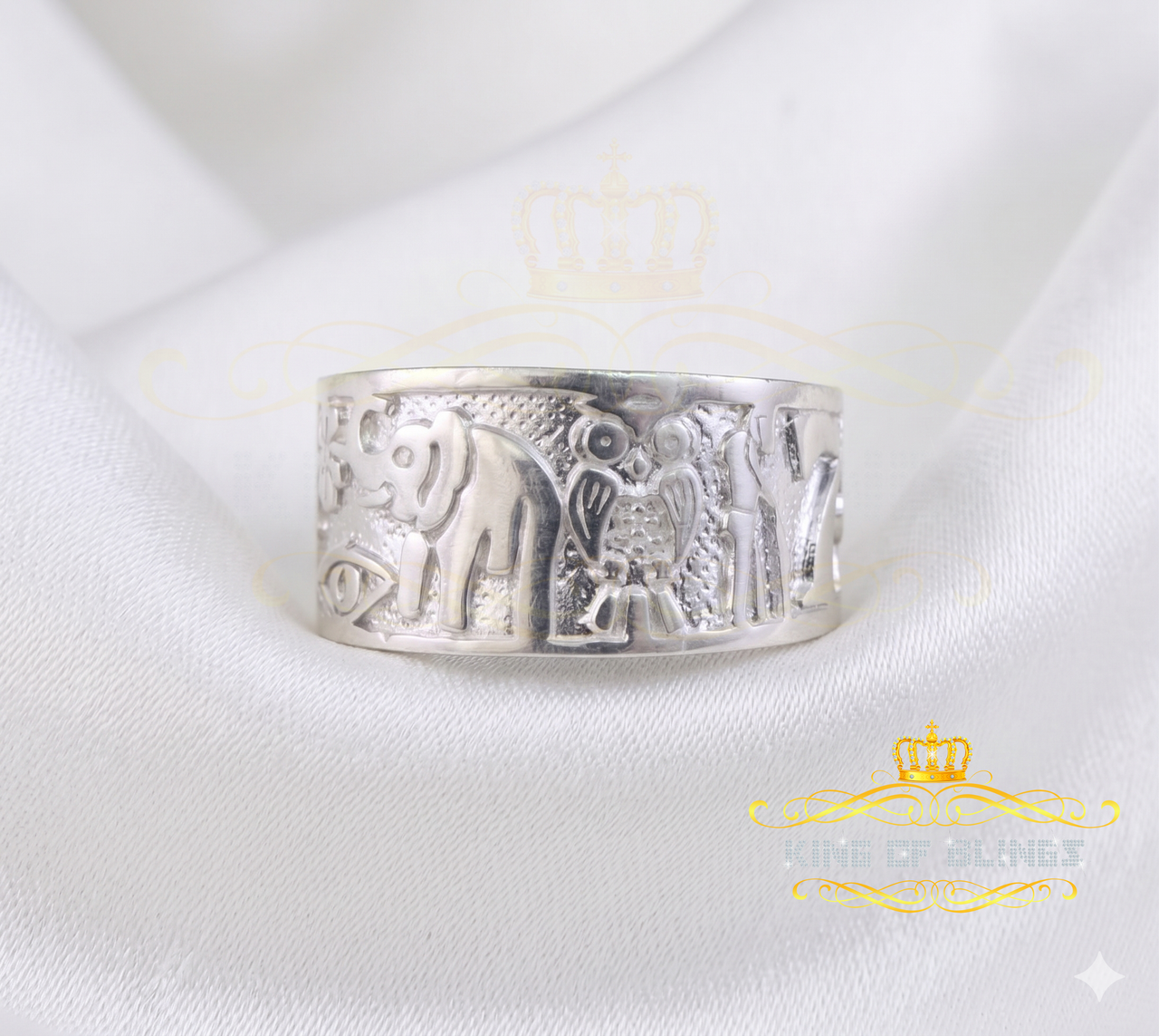 KING OF BLINGSWhite 925 Sterling Silver Lucky Solid Good Luck Women's Ring SZ 7