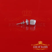King Of Bling's 0.05ct Diamond Square Earrings For Women White 925 Sterling Silver Stud For Men KING OF BLINGS