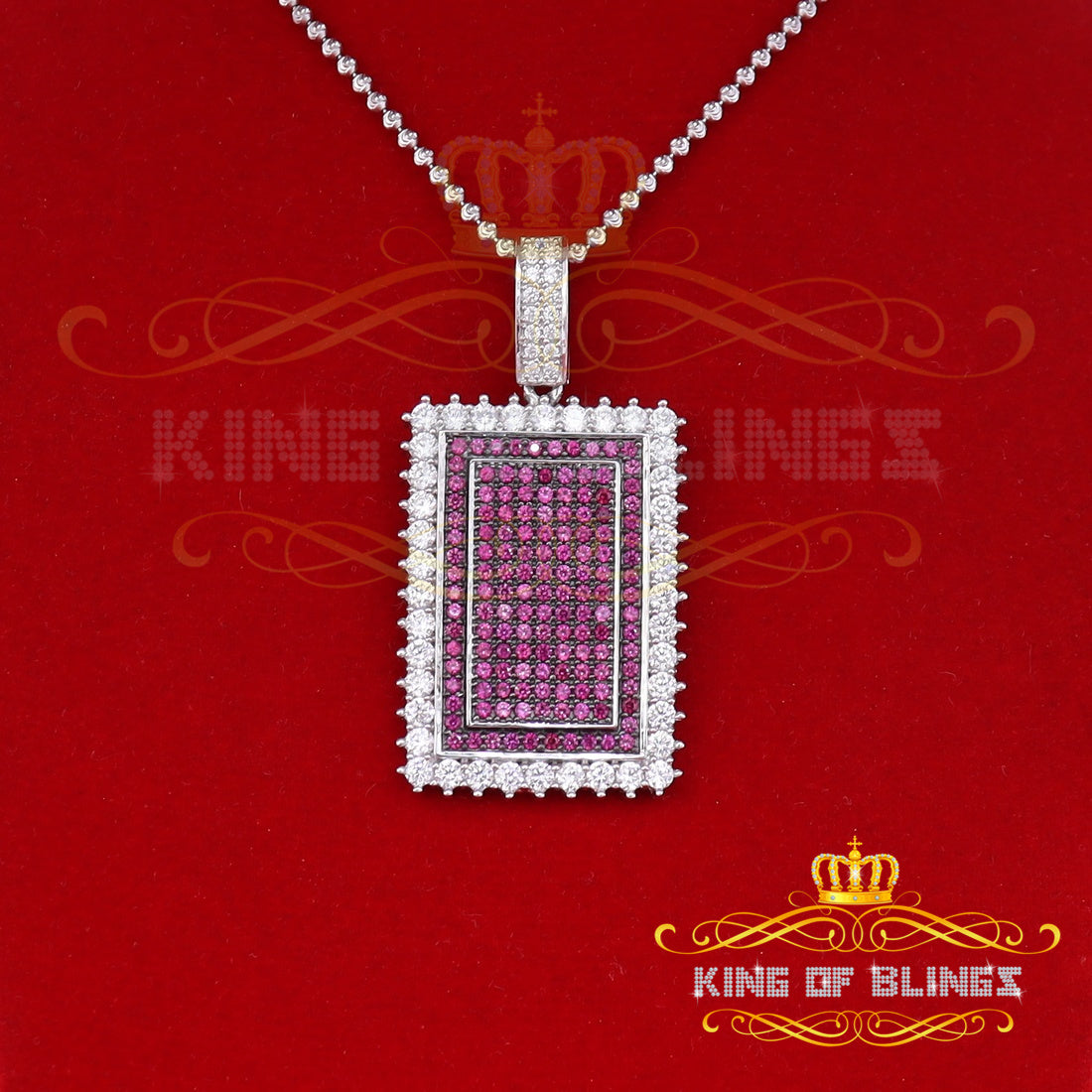 10.31ct Cubic Zirconia White 925 Sterling Silver Rectangle Shape Pendant KING OF BLINGS