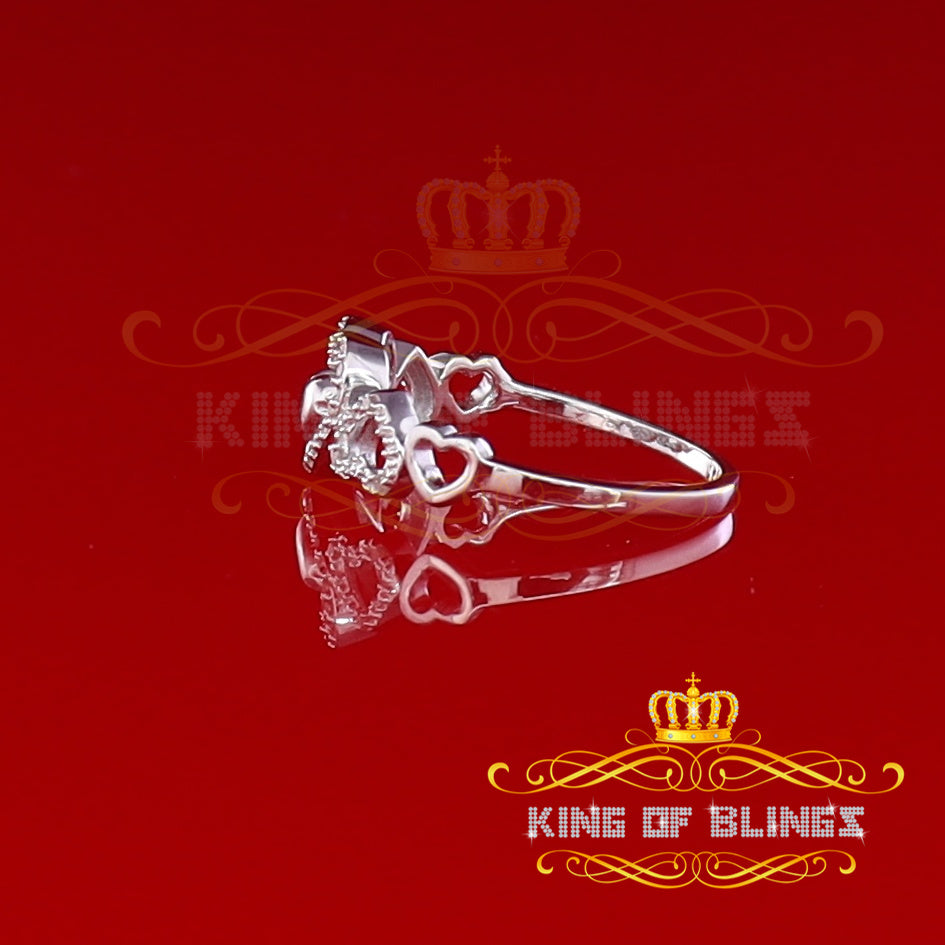 King Of Bling's 0.14 CT Real Diamond 925 Sterling Silver White Fancy Womens Heart Ring Size 7 KING OF BLINGS