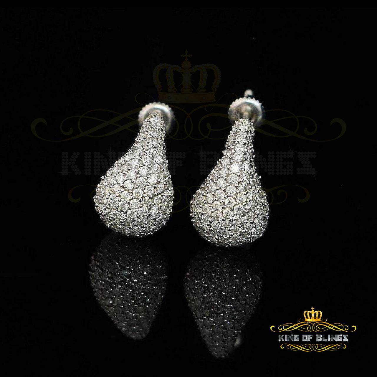 King of Bling's New Fashionable 4CT VVS D Moissanite Women's 925 White Silver Tear Drop Earrings