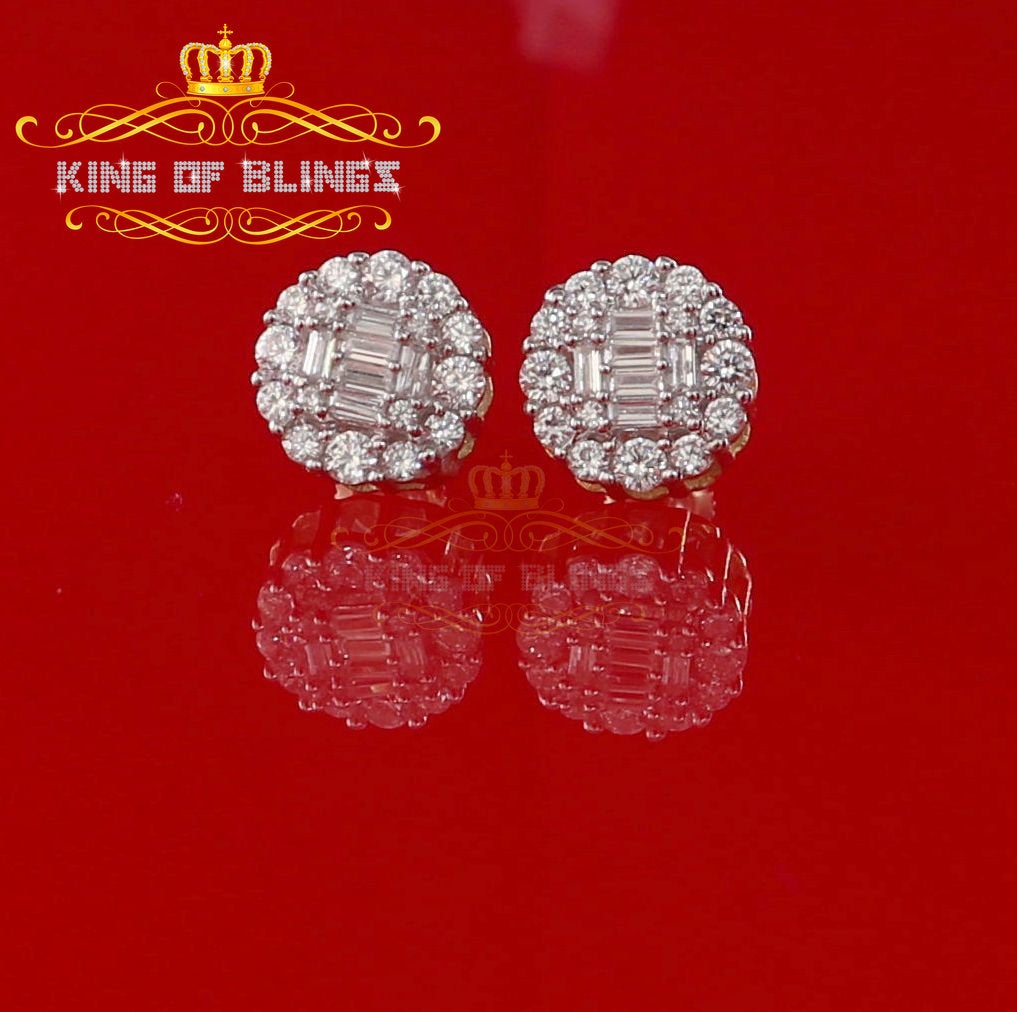 King of Bling's Aretes Para Hombre 925 Yellow Silver 1.98ct Cubic Zirconia Round Women's Earring KING OF BLINGS