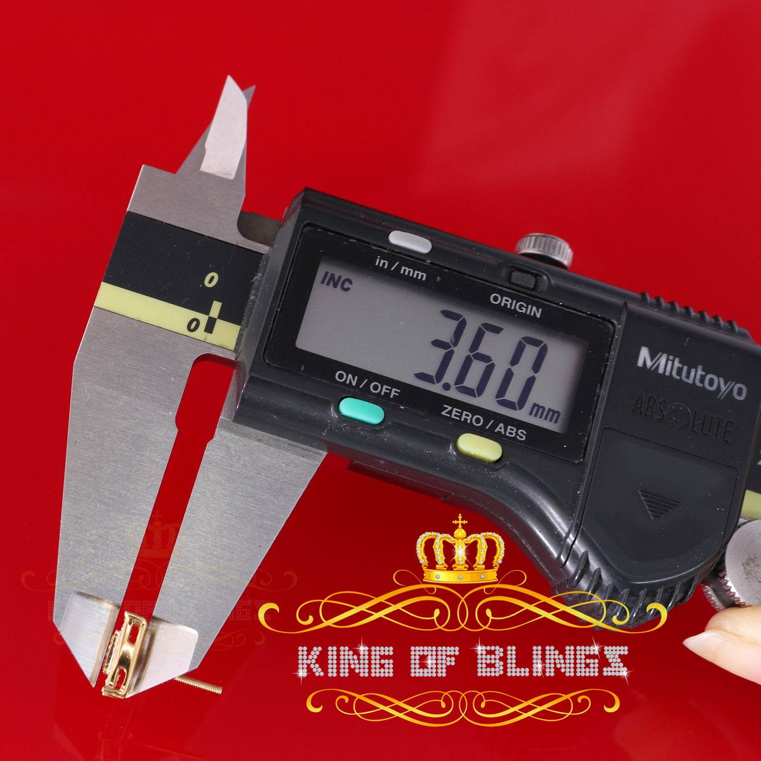 King of Blings-0.20ct Genuine Diamond 925 Yellow Sterling Silver Hip Hop Men's/Women's Earrings KING OF BLINGS