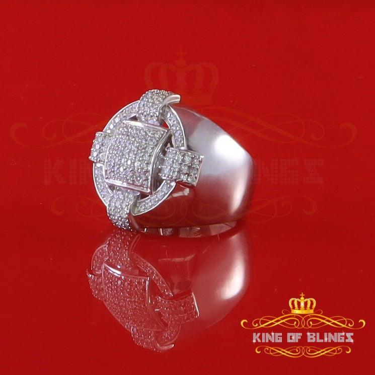 King Of Bling'sWhite Silver Square 3.80ct Cubic Zirconia Womens Adjustable Ring From SZ 10 to12