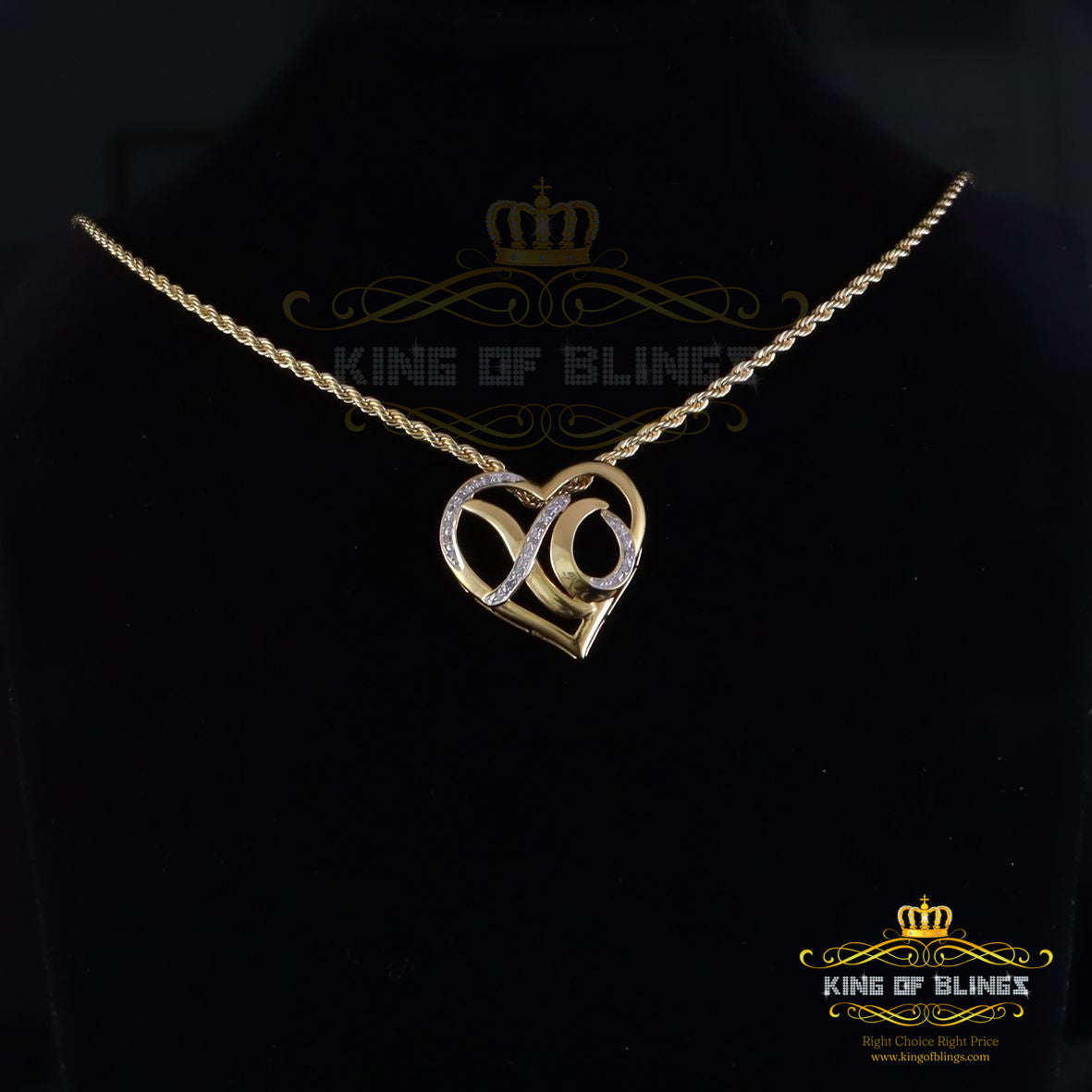 King Of Bling's 925 Sterling SilverYellow 0.10ct Real Diamond Valentine Special "HEART" Pendant KING OF BLINGS