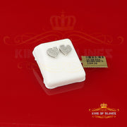 King Of Bling's Aretes Para Hombre Heart 925 White Silver 0.25ct Diamond Women's /Men's Earrings KING OF BLINGS