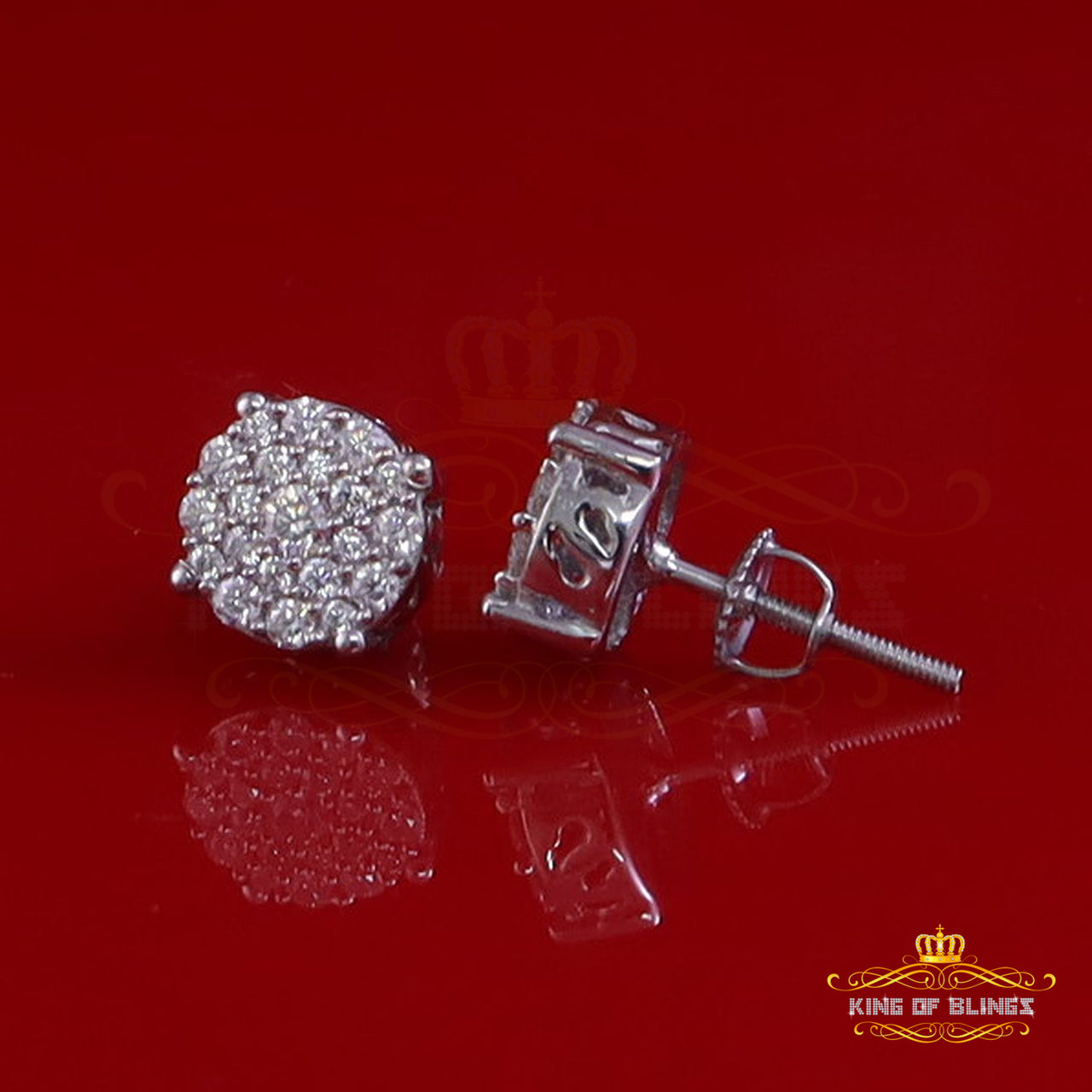 King of Bling's 0.50ct Cluster Earrings For Mens & Womens Moissanite 925 Sterling Silver White