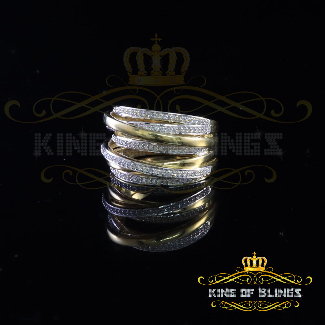 King Of Bling's 1.50 ct 925 Sterling Yellow Silver Cubic Zirconia Cocktail Womens Ring Size 9.5