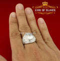 925 Sterling White Silver 5.00ct Cubic Zircon oval Shap Men's Ring Size 10 KING OF BLINGS