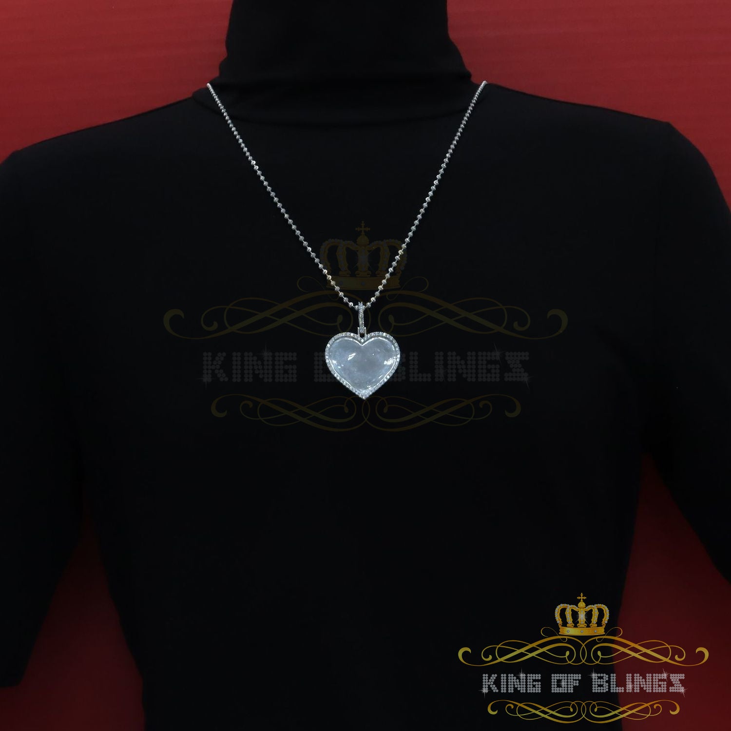 King of Bling's White 925 Sterling Silver Pendant Charming Necklace as 19.21ct Cubic Zirconia KING OF BLINGS