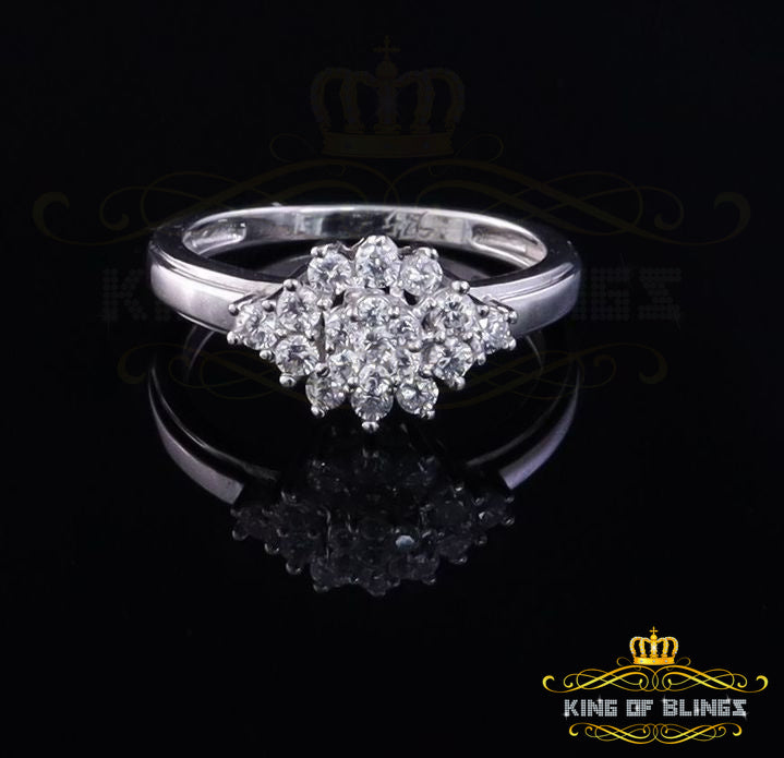 1.00ct Cubic Zirconia Sterling White Silver Flower Engagement Womens Ring Size 7