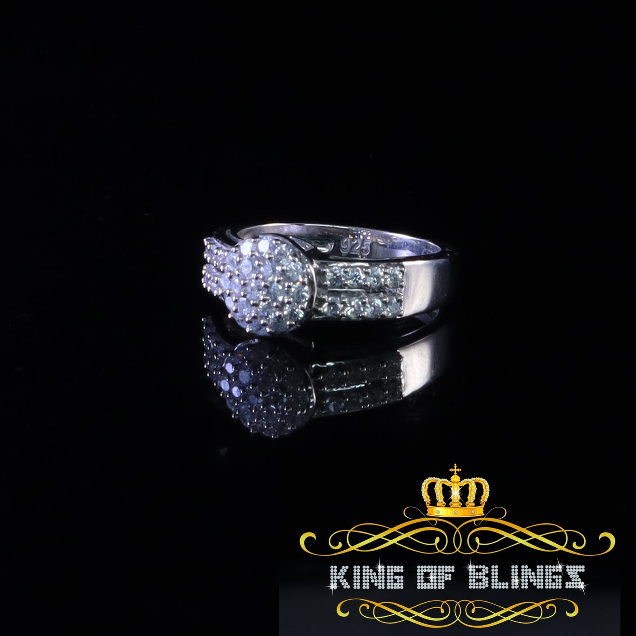 King Of Bling'sWhite Cubic Zirconia Hip Hop Rapper Fashion Luxury 1.10ct Round Rings size 6.5