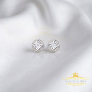 King Of Bling's 0.10ct Diamond 925 Sterling Silver White For Men's/Women's Stud Round Earrings KING OF BLINGS
