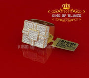 King Of Bling's Silver Yellow 6.00ct Cubic Zirconia Square Adjustable Ring From Size 10 to 12 KING OF BLINGS