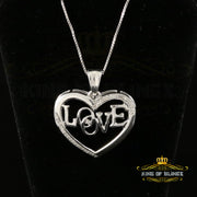 King Of Bling's Real 0.15ct Diamond Sterling Silver LOVE HEART White Charm Necklace Pendant KING OF BLINGS