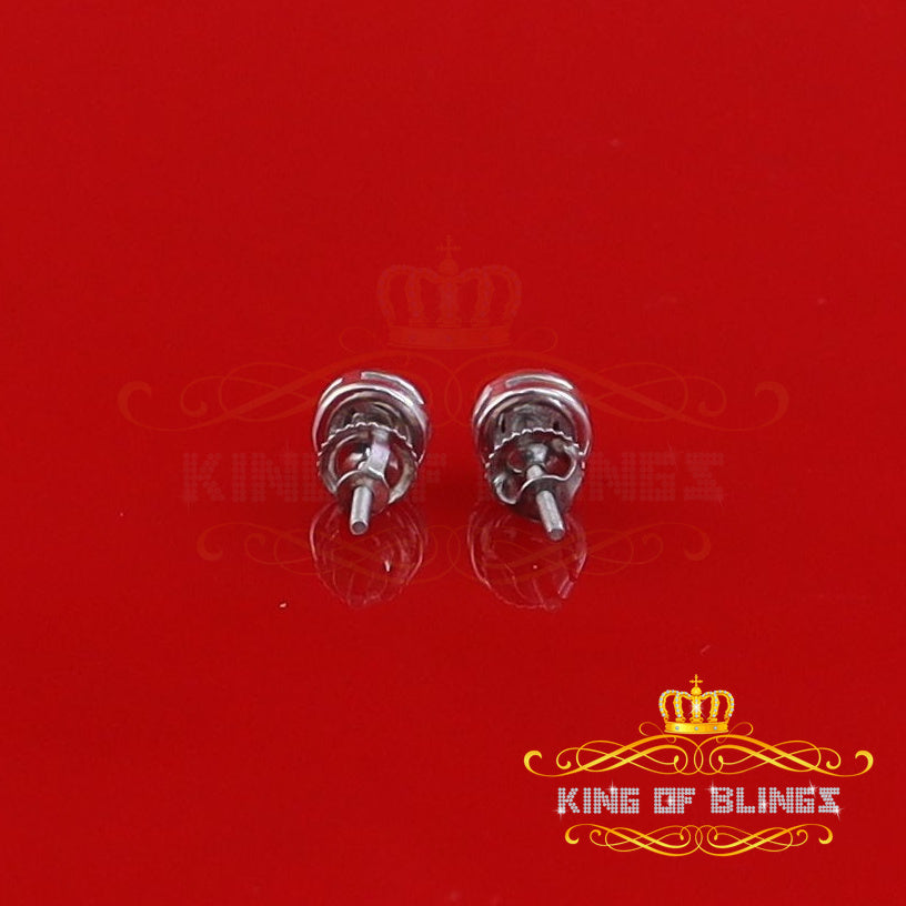King Of Bling's 925 Sterling Silver 0.05ct Diamond White Stud For Women's Style Round Earrings KING OF BLINGS