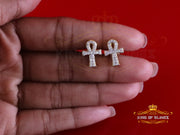 King  of Bling's 0.50ct VVS 'D' Moissanite Men's/Womens 925 Silver Yellow Ankh Stud Earrings KING OF BLINGS