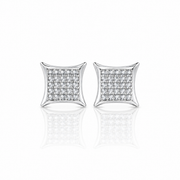 King Of Bling's 925 Sterling Silver 0.15ct Small Diamond For Women's & Men's White Kite Earring KING OF BLINGS