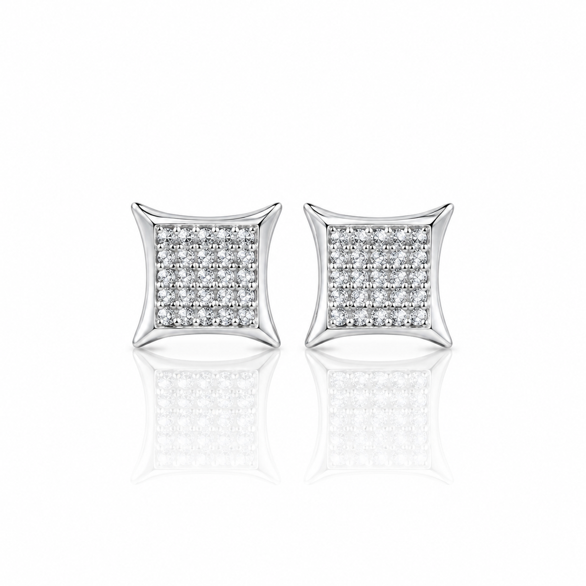King Of Bling's 925 Sterling Silver 0.15ct Small Diamond For Women's & Men's White Kite Earring KING OF BLINGS