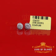King Of Bling's 925 Sterling Silver 0.05ct Diamond White Stud For Women's Style Round Earrings KING OF BLINGS