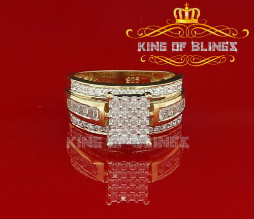 King Of Bling's 925 Sterling Yellow Silver Square 2.12CT Cubic Zirconia Womens Ring Size 7