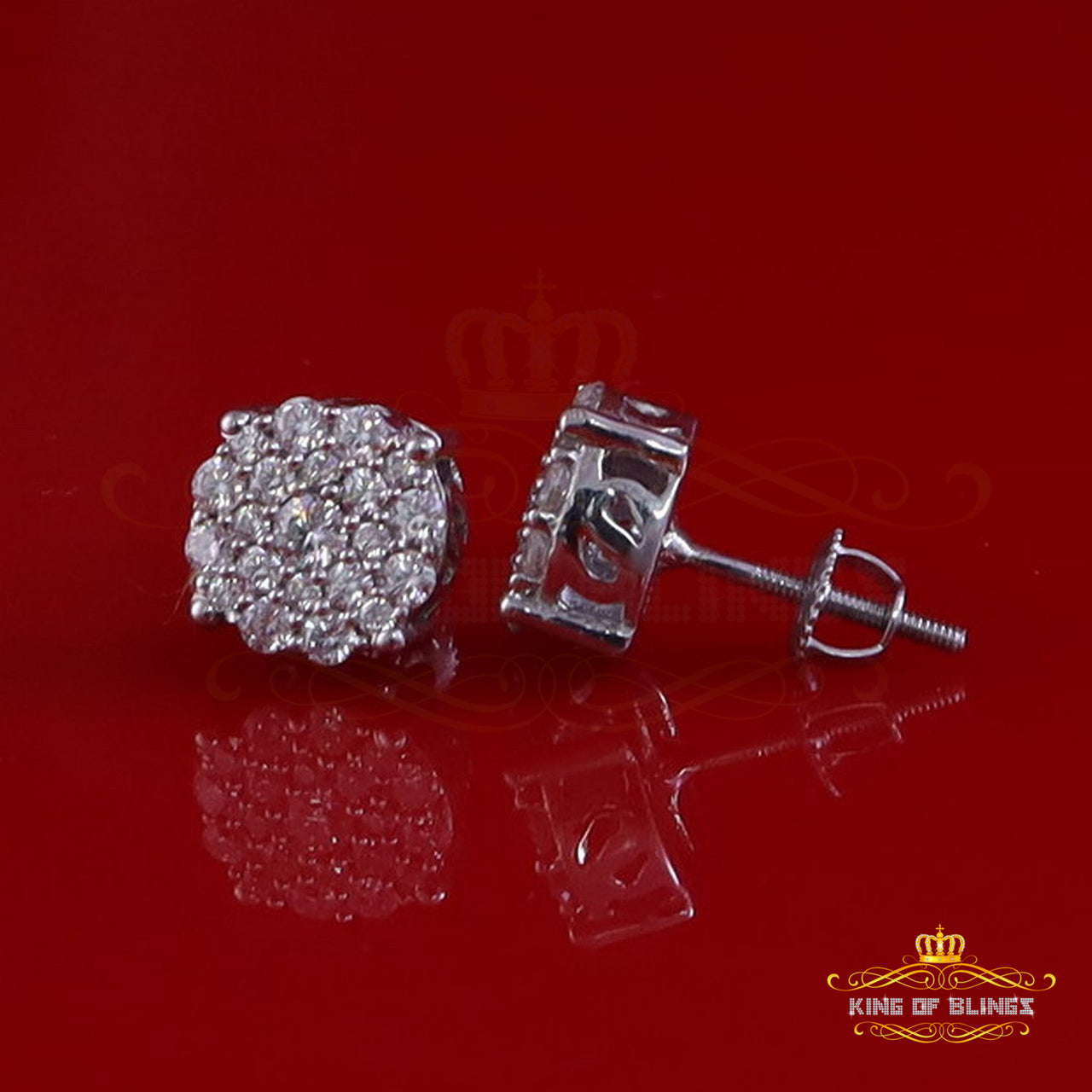 King of Bling's 1.00ct Cluster Earrings For Men's & Women's Moissanite 925 Sterling Silver White