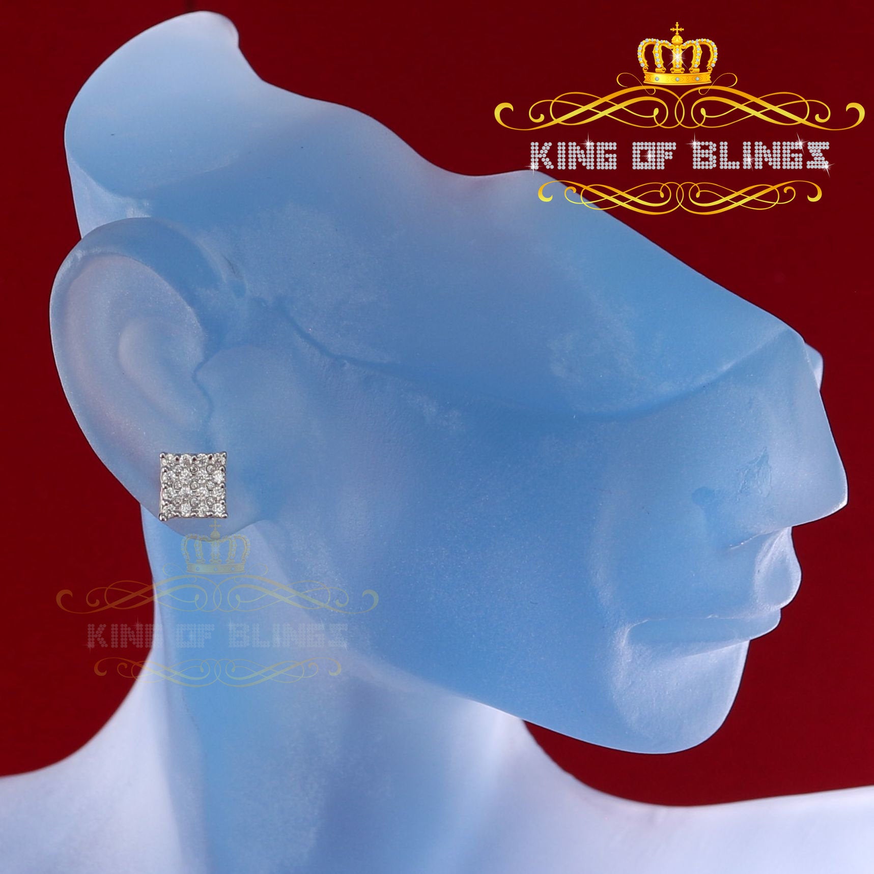King of Bling's 0.88ct Cubic Zirconia 925 Yellow Sterling Silver Women's Hip Hop Square Earrings KING OF BLINGS