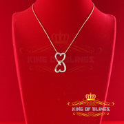 King Of Bling's Real 0.15 ct Diamond Sterling Silver Double Heart Charm Necklace Yellow Pendant KING OF BLINGS