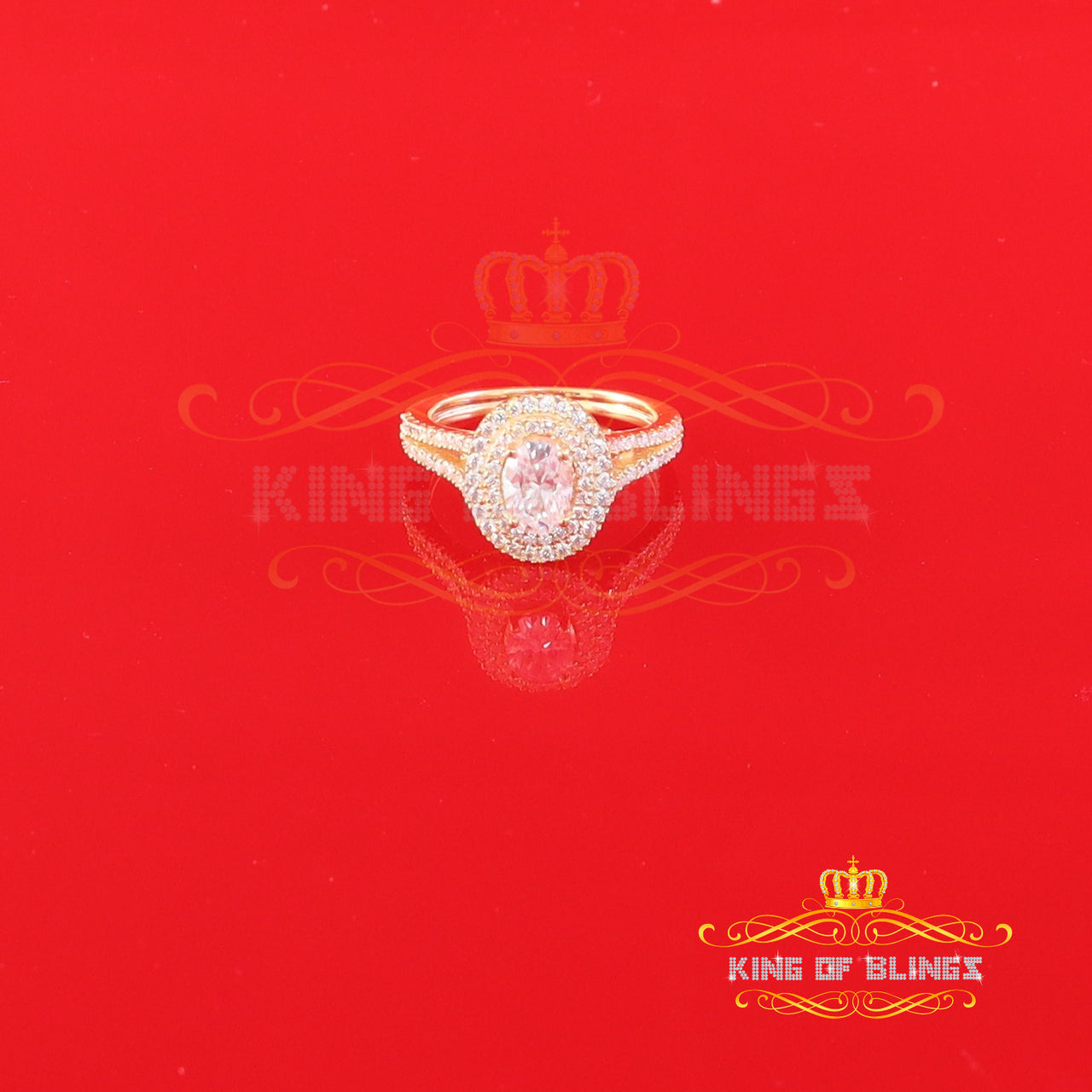 King Of Blings  10K Yellow Gold 2.00CT 'VVS' 'FL' D clr Oval Cut Moissonite Womens Ring S/7 KING OF BLINGS