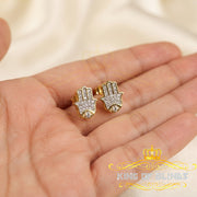 King Of Bling's 925 Yellow Sterling Silver 0.15ct Diamond Stud Women's & Men's Hamsha Earrings KING OF BLINGS