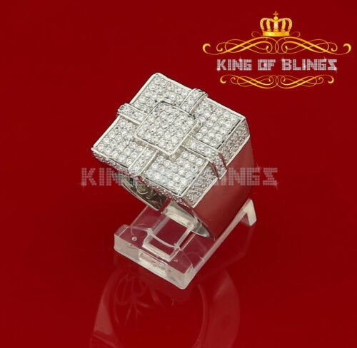 Silver White 6.00ct Cubic Zirconia Square Adjustable Ring From Size 10 to 12 KING OF BLINGS