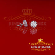 King of Blings- 925 White Silver Sterling 1.34ct Cubic Zirconia Hip Hop Floral Women's Earrings KING OF BLINGS