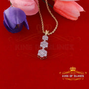 King Of Bling's Yellow Charm Fashion Tripple Floral Pendant Real 0.25ct Diamond Sterling Silver KING OF BLINGS