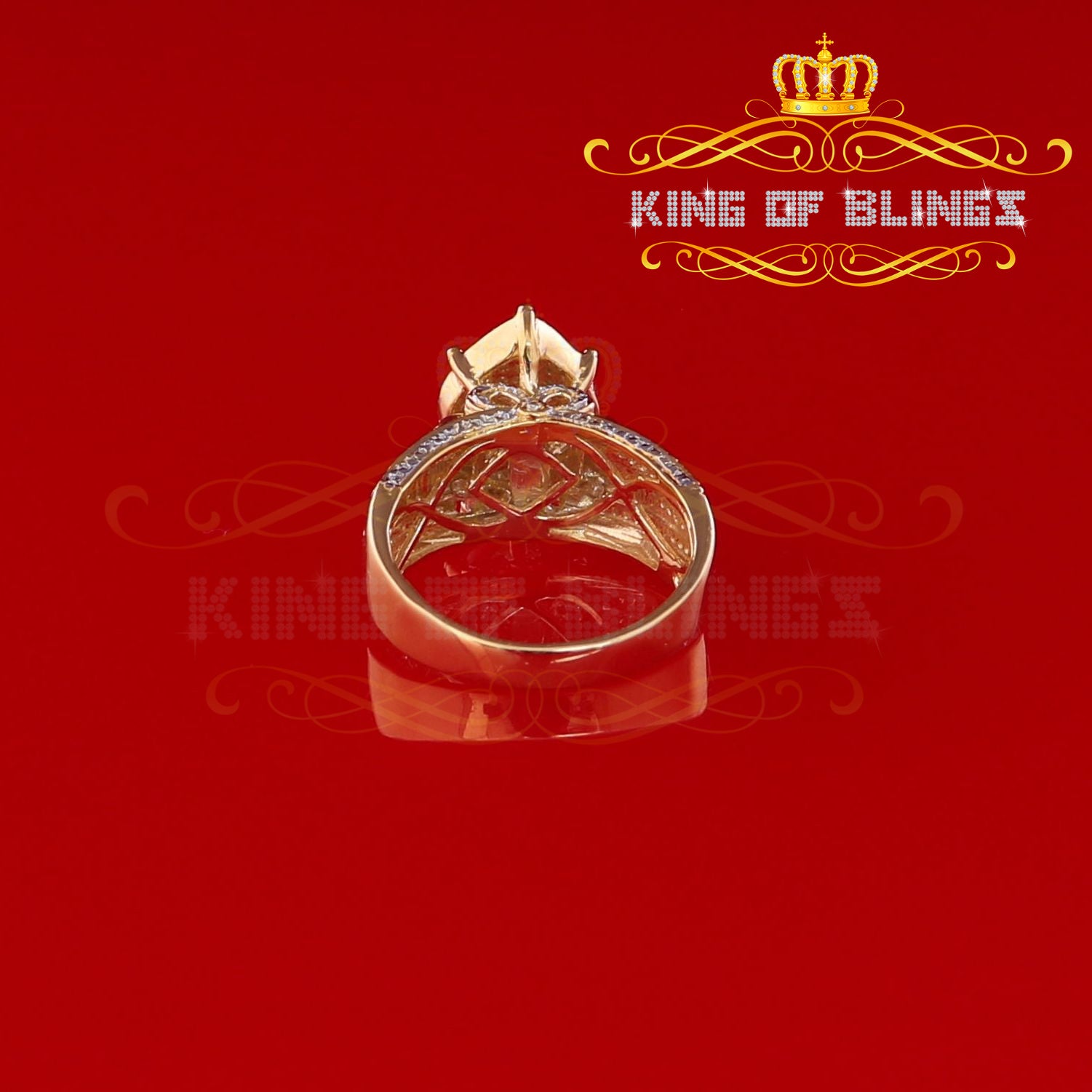 King Of Bling's 0.20 CT Real Diamond Womens Sterling Silver Yellow Cocktail Turtle Ring Size 7 KING OF BLINGS