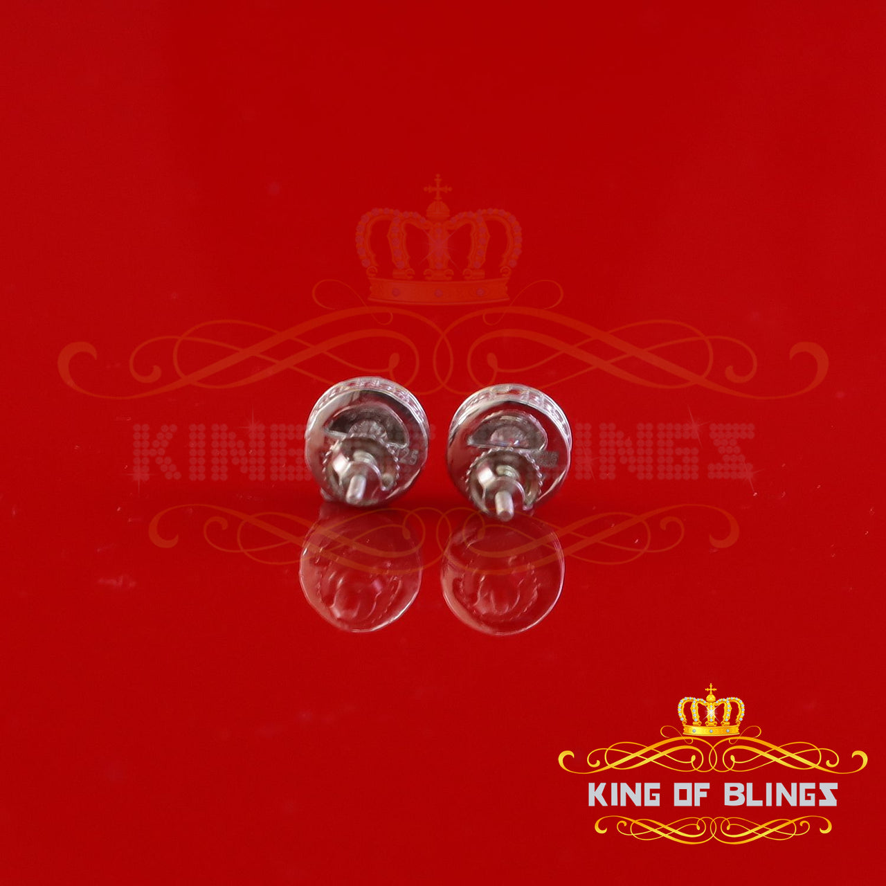 King of Bling's New 925 Silver White 0.50ct VVS D Moissanite Round Men's / Womens Stud Earrings