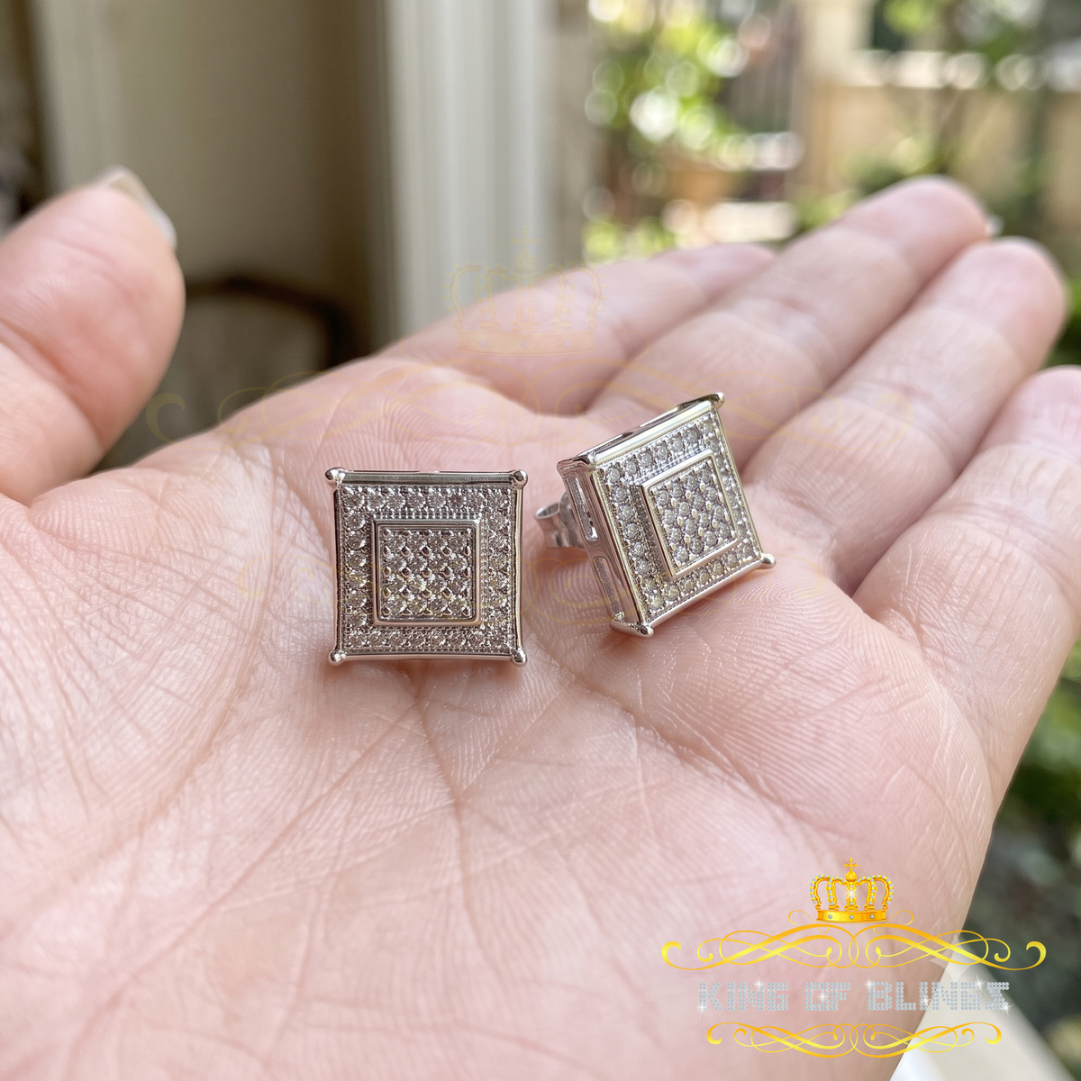 King Of Bling's 0.20ct Genuine Diamond 925 White Sterling Silver Hip Hop Men's/Women's Earrings KING OF BLINGS