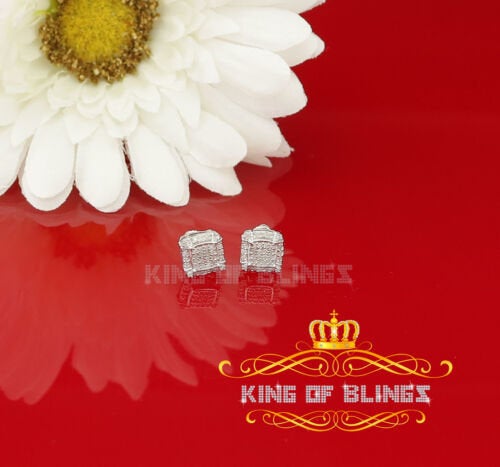 King Of Bling's 0.25ct Diamond 925 Sterling Silver White Square Earring For Men's / Women's