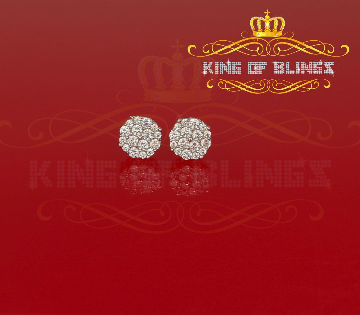 King of Blings- Aretes Para Hombre 925 White Silver 2.96ctCubic Zirconia Round Women's Earrings KING OF BLINGS