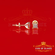 King of Blings-0.05ct Diamond Collection Yellow 925 Sterling Silver Women & Men Square Earrings KING OF BLINGS