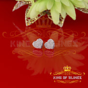 King Of Bling's Aretes Para Hombre Heart White Silver 0.20ct Diamond Women's /Men's Earring KING OF BLINGS