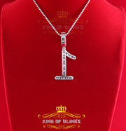 White Sterling Silver Baguette  Number ONE '1' Pendant 4.0ct Cubic Zirconia KING OF BLINGS