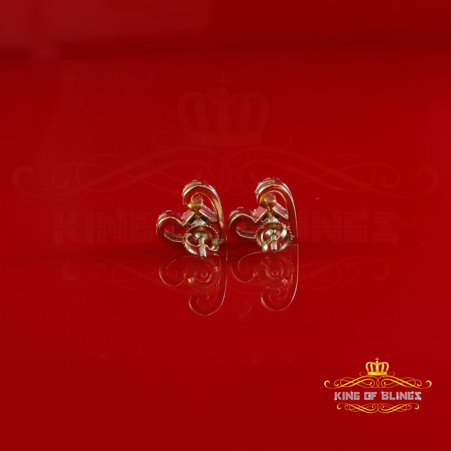 King  of Bling's Men's/Womens Stud 925 Silver Baguette Heart 1ct VVS D Moissanite Yellow Earring KING OF BLINGS