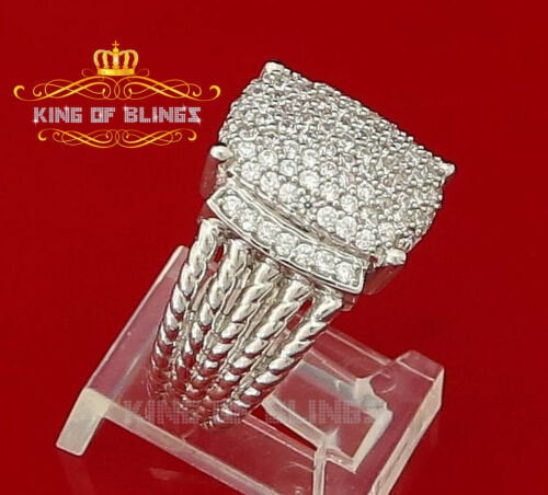 Silver Sterling White 1.95ct Cubic Zirconia Adjustable Men Ring From SZ 8 to 10 KING OF BLINGS